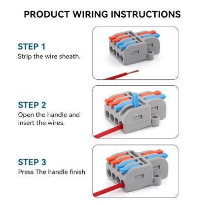 Mini Fast Wiring Cable Connectors - Universal Compact Splitter for Electrical Conductors, Push-in Home Terminal Block (10/30/50 PCS)