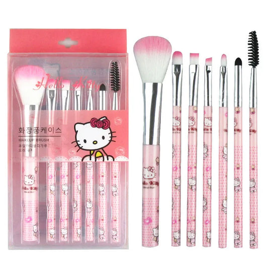 Sanrio Hello Kitty Makeup Brush Set - Anime Fashion Jewelry Blush, Eyebrow, Lip, Eyeshadow Brushes, Beauty Tools for Girls with Gift Box