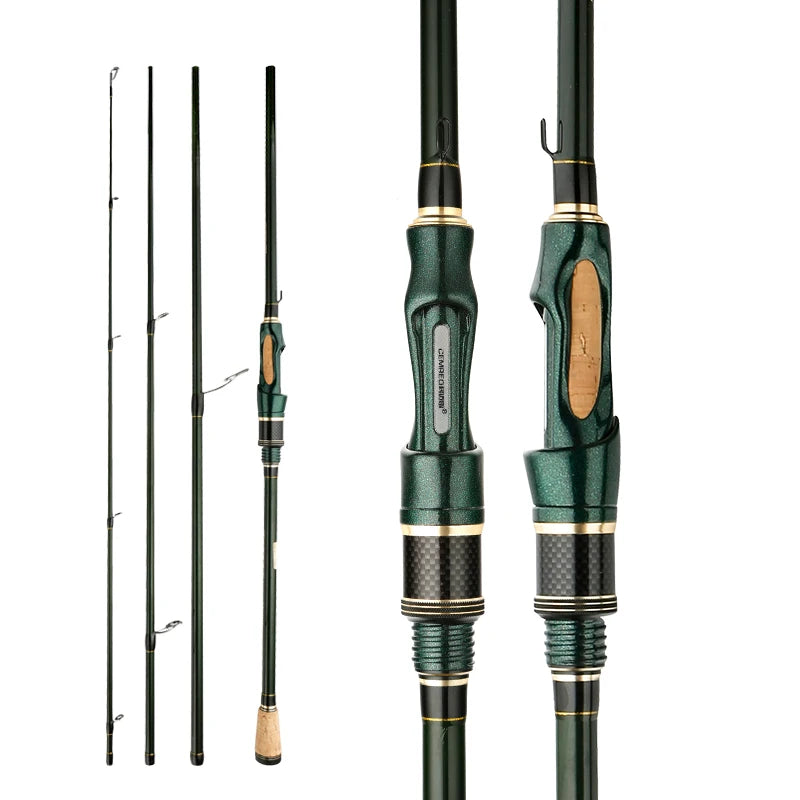 CEMREO Carbon Spinning Casting Fishing Rod - 4-5 Sections, 1.8m/2.1m/2.4m Portable Travel Fishing Tackle