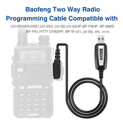 USB Programming Cable with CD for Baofeng UV-5R, 82, 888S, UV-S9PLUS, UV-13, 16, 17, 21 Pro, Quansheng UV-K5, 5R Plus - Walkie Talkie Radio