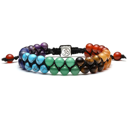 Top Plaza 7 Chakra Crystal Bracelet: Adjustable Yoga Stone Beads for Meditation & Anxiety Relief - Women's Jewelry