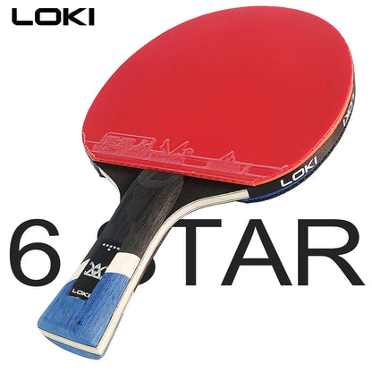 LOKI 9 Star Professional Table Tennis Racket - 5+2 Carbon Ping Pong Paddle with Sticky Rubbers, Ultra Offensive, Available in 6/7/8/9 Star Ratings