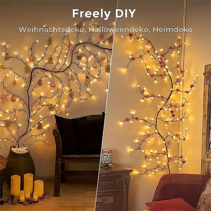 96 LED Outdoor USB Tree and Vine Light - 8 Mode Indoor Christmas Fireplace Atmosphere Light for Room Wall Decorations and Nightlights