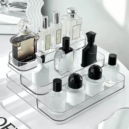 3-Tier PET Cosmetic and Perfume Desktop Organizer: Versatile Storage Rack for Perfumes, Dolls, and Kitchen Seasonings