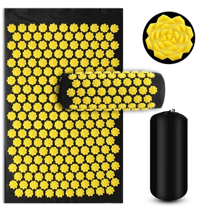 Acupressure Yoga Mat with Spikes - Kuznetsov's Applicator Cushion, Sensi Massage Body Needles, Includes Foot Massager Pillow for Fitness and Pilates