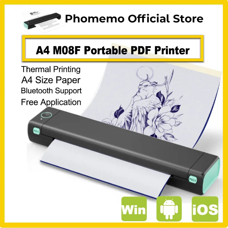 Phomemo M08F Wireless Tattoo Transfer Stencil Printer - Thermal Copier Machine Compatible with Smartphone & PC