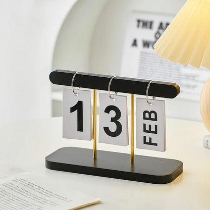 Minimalist Wooden Calendar Ornament – Modern Desk Accessories for Living Room and Office, Simple Home Decor Crafts Gift