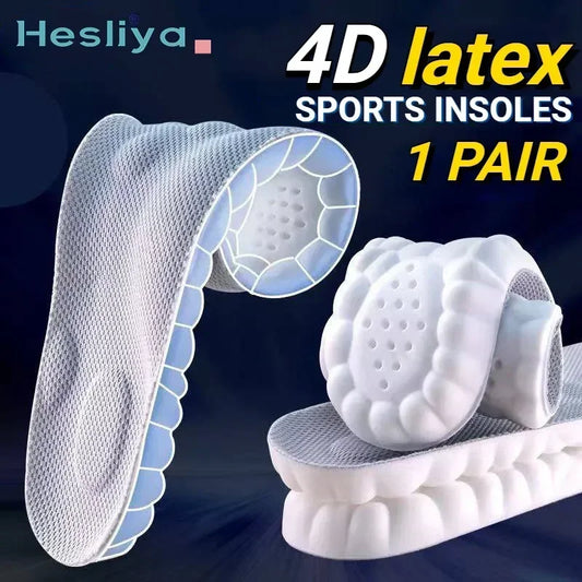 Super Soft 4D Massage Shoe Insoles: Latex Sports Inserts for Running & Basketball Shoes - Arch Support for Unisex Orthopedic Comfort