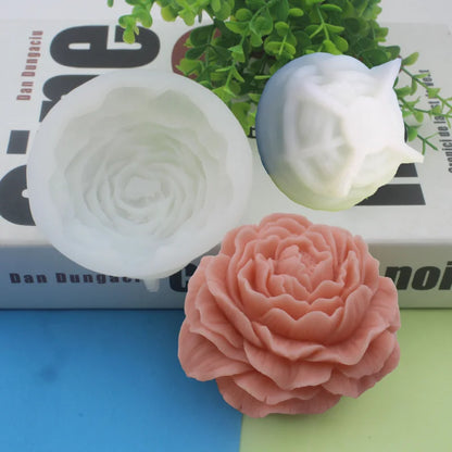 Large Peony Flower Silicone Candle Mold - DIY Handmade 3D Rose Candle, Soap, Plaster, Resin Cake Baking Tool for Home Decoration Gift