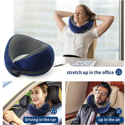 Memory Foam Neck Pillow: Portable Travel Cervical Vertebra Support - U-shaped Design for Comfortable Sleep on Aircraft, Camping, and Noon Breaks with Carry Bag