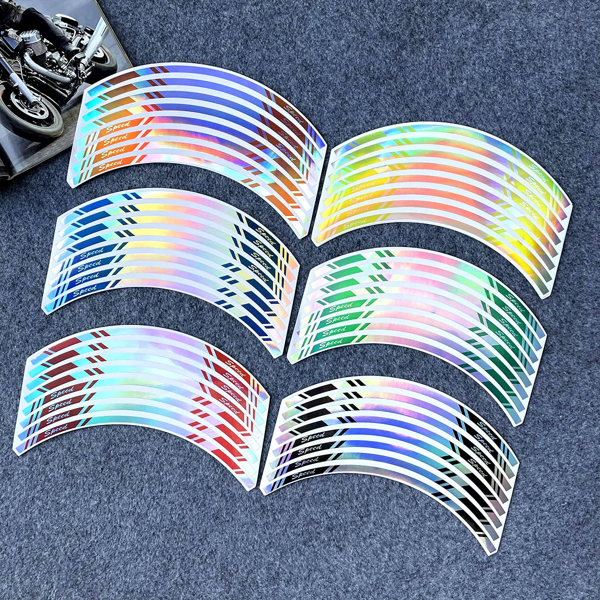 17" Rainbow Rim Tape: Car Styling Strips for Motocross Bike Wheels - Stickers Compatible with Kawasaki, Honda, Yamaha, Suzuki, KTM, Ducati