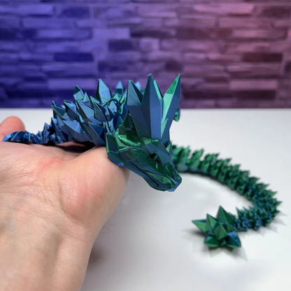 3D Printed Crystal Dragon Fidget Toy - Rotatable Articulated Figure in Radiant Colors, Available in 30/45/60CM