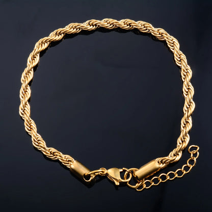 Men's Stainless Steel Rope Chain Bracelet | Gold/Silver Color Hand Bangle & Foot Ankle Anklet | Jewelry Accessories & DIY Gift