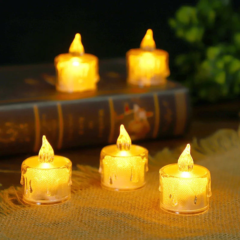 Heart-shaped Flameless LED Candle Set: 24Pcs Battery-Powered Tealights for Home, Christmas, Wedding Decor