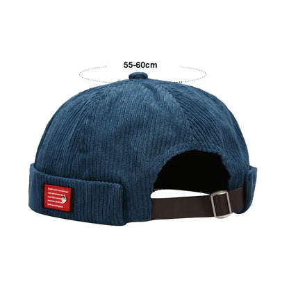 Fashion Vintage Beanie Hats: Corduroy Hip Hop Brimless Landlord Hat - Spring Autumn Streetwear Docker Cap