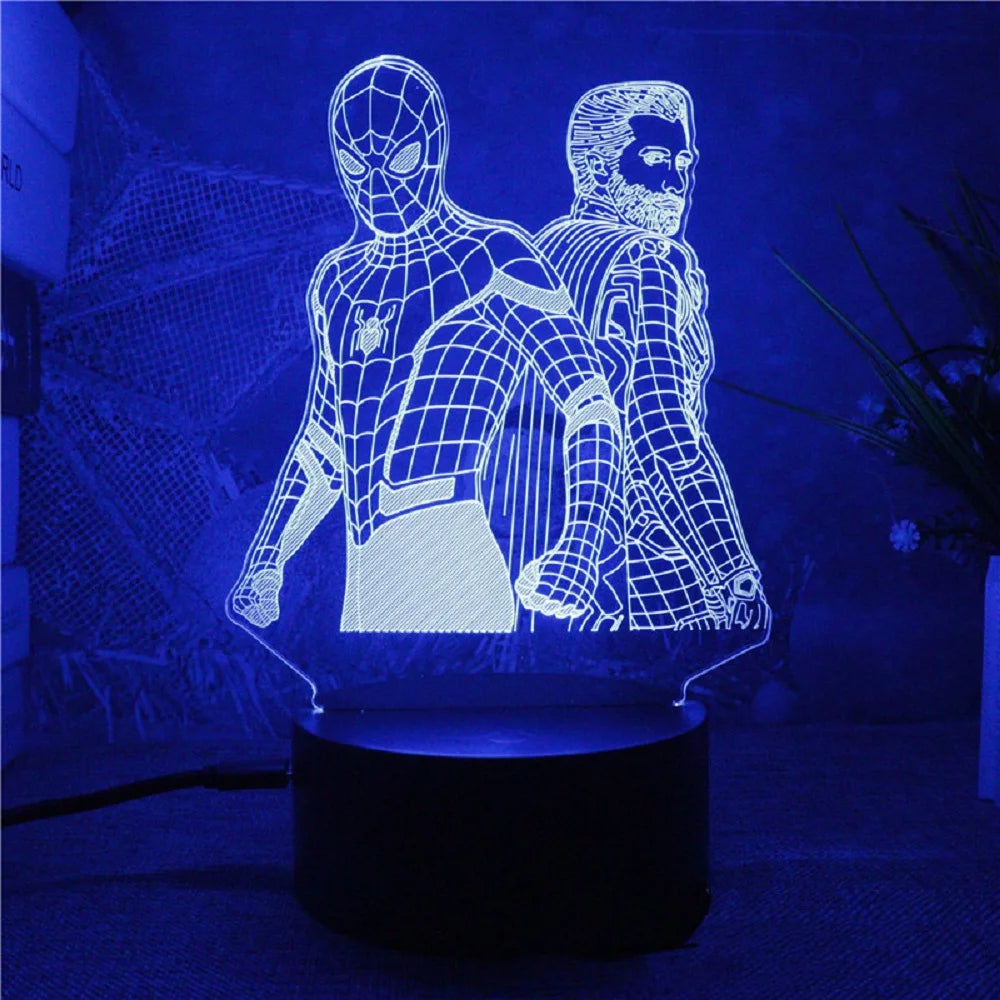 Spiderman 3D Acrylic Night Light – USB Stereo LED Desk Lamp | Phantom Light with USB and Battery Power | Surprise Birthday Gift