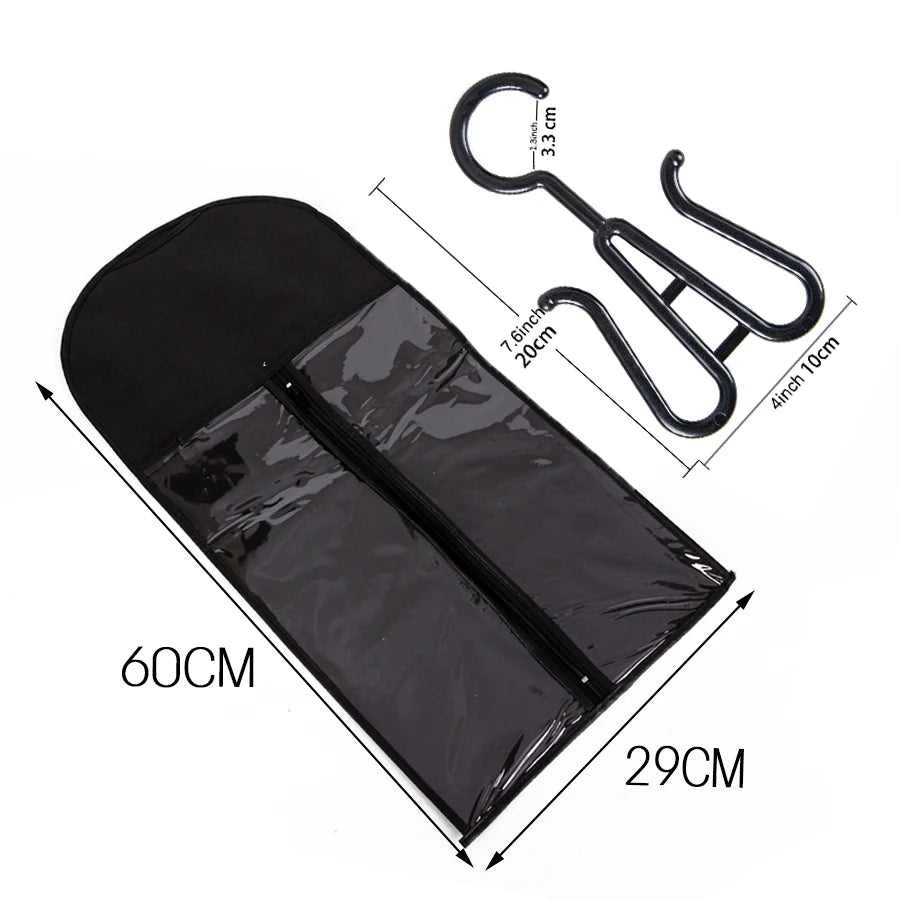 Long Wig Storage Bag Holder Case: 5/10 Set Hair Extensions Storage Bag with Hanger - Convenient Wig and Hair Extension Organizer