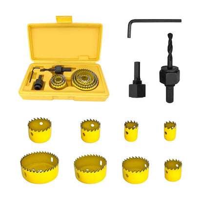 11pcs Hole Saw Cutting Set: Tools for Wood, Metal Alloys Circular Round - Sizes 19-64mm with Handy Case