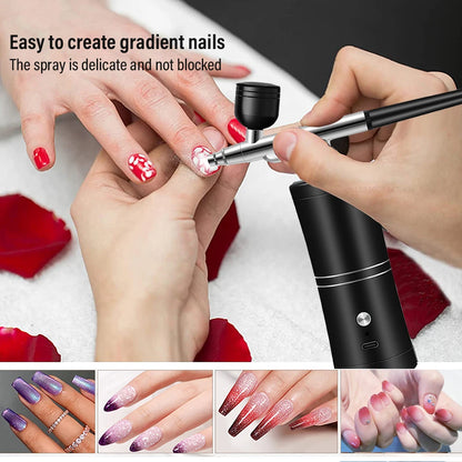 Portable Airbrush Nail Kit with Compressor - Nail Art Paint and Craft Airbrush Compressor Set