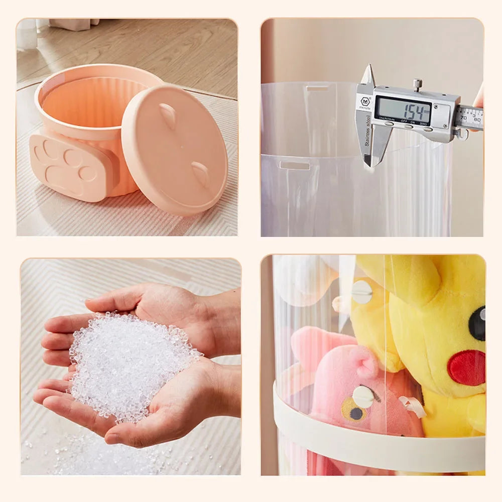 Transparent Doll Storage Bucket: Moistureproof Tube for Children's Plush Toys - Home Organizer and Storage Solution