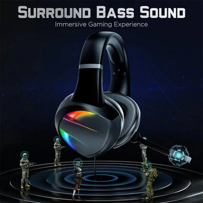 RGB Gaming Headset with Noise-Canceling Microphone, Surround Sound & LED Lights for PS5, PS4, Xbox One, PC, Laptop, Mac