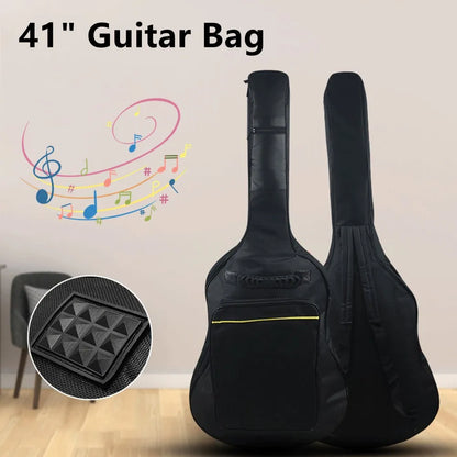 41-Inch Guitar Bag - Oxford Fabric Double Straps Padded Black Guitar Case Gig Backpack, Guitar Accessories