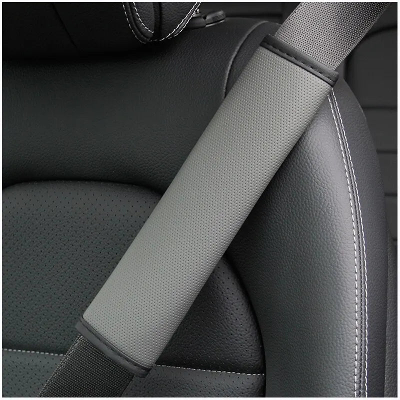 1PCS PU Leather Embossed Car Seat Belt Shoulder Cover: Comfortable Safety Belt Protective Car Accessory