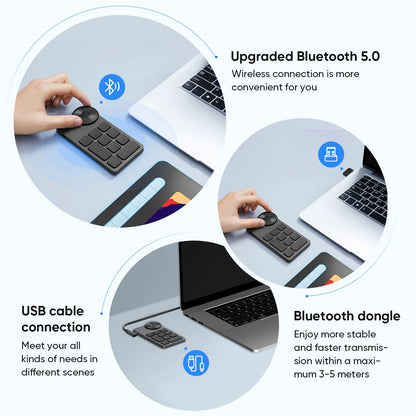 XPPen ACK05 Portable Wireless Shortcut Remote with 10 Custom Keys & 1 Physical Dial - 1000mAh Battery, Bluetooth Connection Support