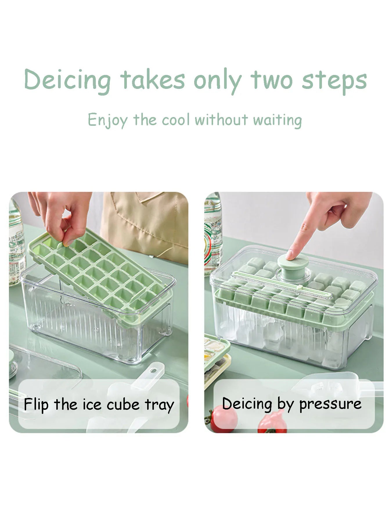 Ice Box - One-Button Press Easy Release, High-Color Household Food-Grade Ice Storage Mold, Creative Design