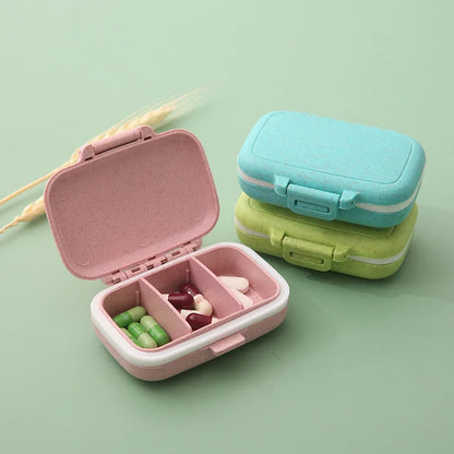 Mini Portable Pills Organizer: 3-Grid PillBox Tablet Storage Container - Weekly Medicine Pill Case for Drug Dispensing