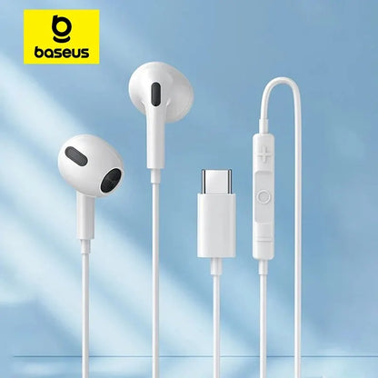 Baseus C17 In-Ear Wired Earphones with Mic - Compatible with Xiaomi, Samsung S21, S20, Note 10 and 20 - Wired Headsets for Cellphones