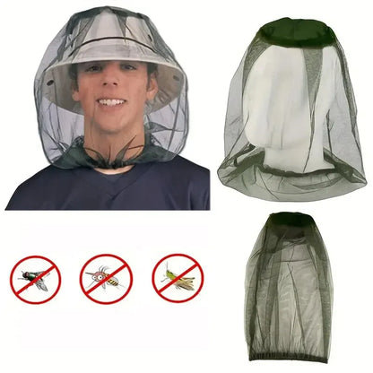 Outdoor Mosquito Head Mesh Nets: Insect-Proof Gardening Hat for Hiking, Camping, Fishing