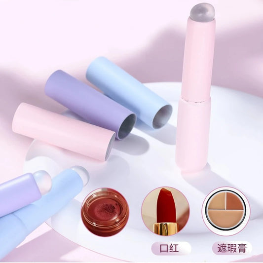 Upgrade Silicone Lip Brush with Cover: Angled Concealer Brushes for Lip Balm & Gloss | Round Head for Makeup Application