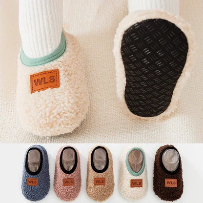 Winter Warm Plush Baby Slippers - Toddler Anti-Slip Soft Indoor Walking Shoes for Boys and Girls