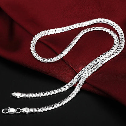 925 Sterling Silver 6mm Side Chain Necklace | 16/18/20/22/24 Inch | Fashion Jewelry for Women and Men | Perfect for Weddings and Engagements