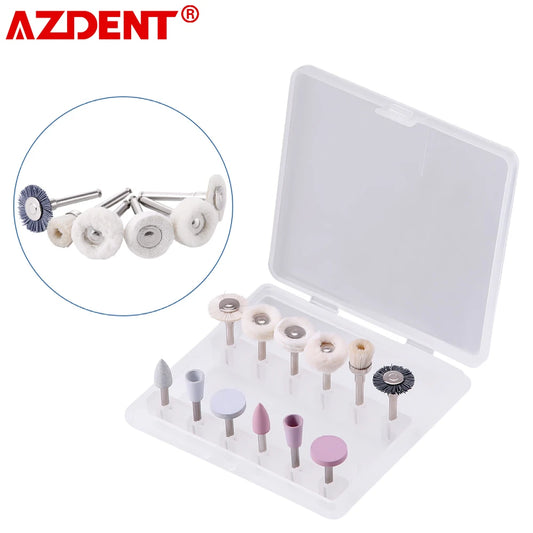 AZDENT Dental 12pcs/box Polisher Kit | Low-Speed Handpiece Composite Set for Dentistry | Porcelain & Natural Teeth Nail Polisher