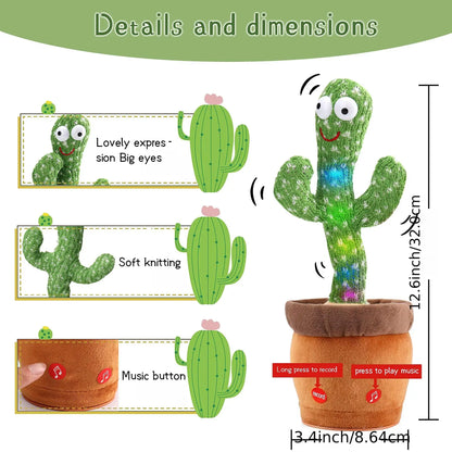 Dancing Cactus Repeat Talking Toy: Interactive Plush with Singing & Recording Features