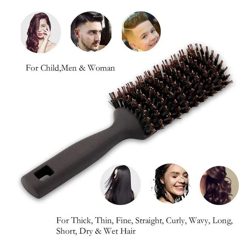 Anti-Static Soft Boar Bristles Comb - Quick Dry Brush - Professional Salon Hairbrush