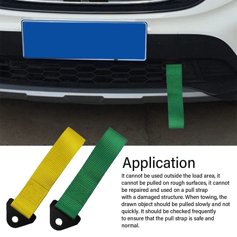 High-Strength Car Nylon Tow Strap: Max 2 Tons Towing Capacity - Bumper Trailer Ropes with Nut, Auto Accessories