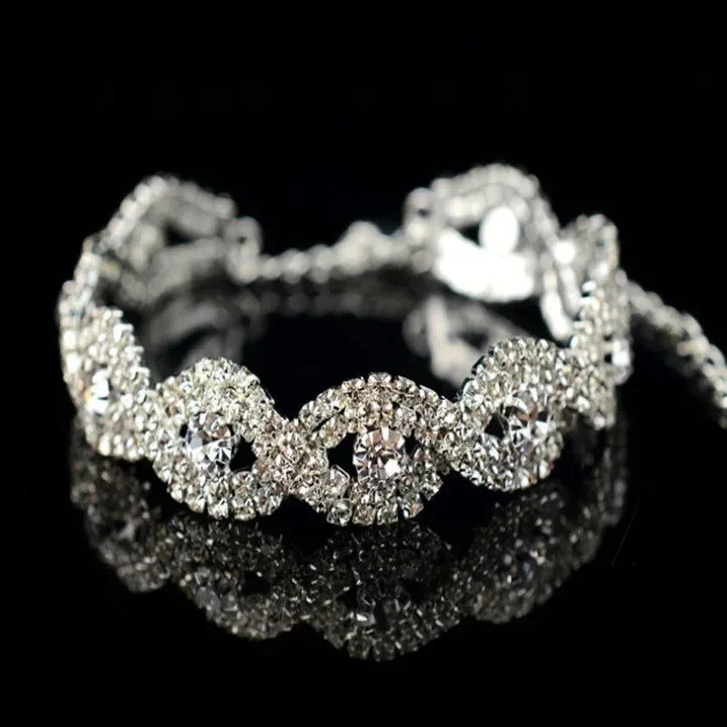 Delysia King Elegant Luxury Women's Bracelet - Silver Rhinestone Wrist Chain for Birthday Party Gifts