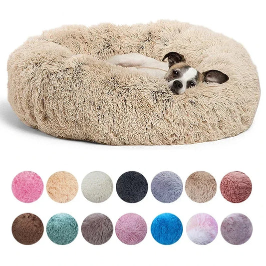 Super Soft Round Pet Bed (40-90cm) for Large Dogs & Cats | Long Plush Dog House for Winter Warmth | Comfortable Sleeping Space for Medium Pets