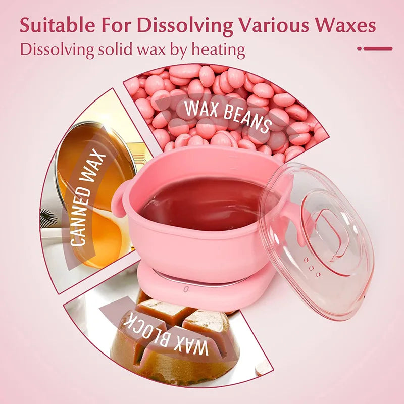 Portable Silicone Wax Warmer: 400ML Foldable Wax Heater - Hair Removal Spa Body Epilator for Travel, Paraffin Wax Pot