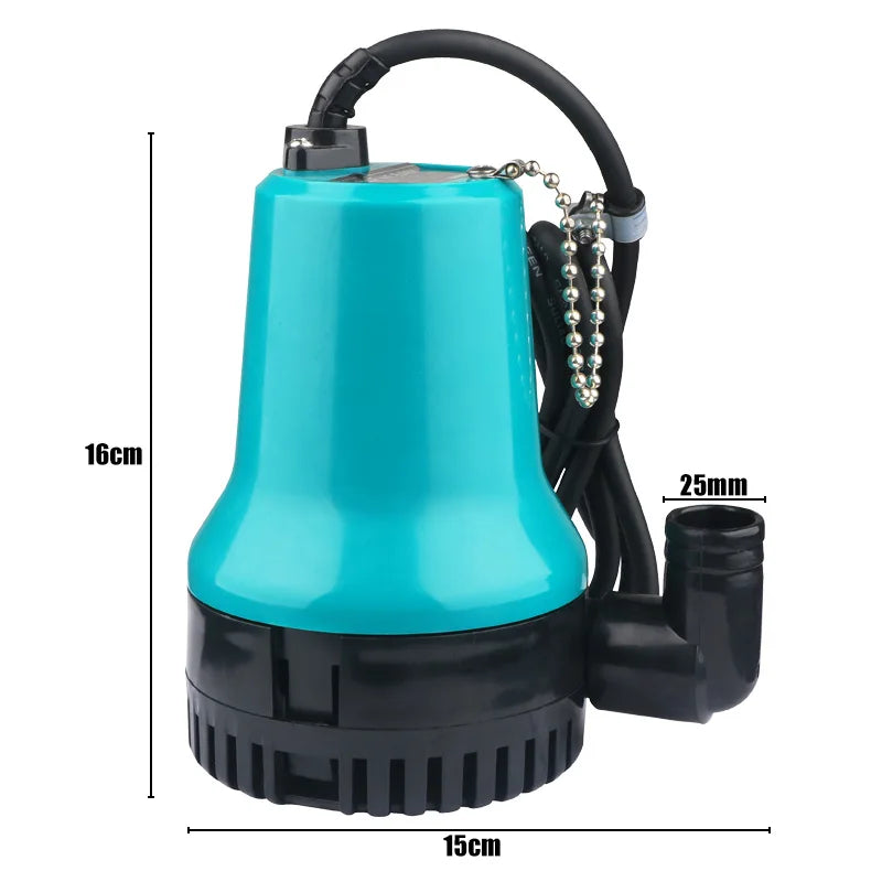 Solar Outdoor Miniature Electric Submersible Pump - 12V/24V DC Portable for Aquarium, Irrigation - 4500L/H Household Pumping