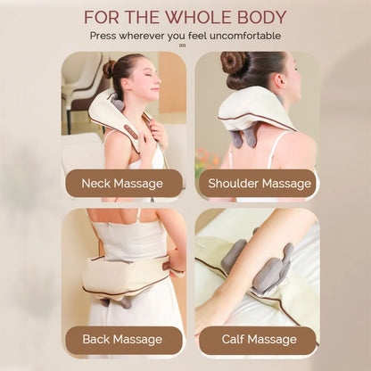 Wireless Neck and Shoulder Kneading Massage Pillow: Electric Cervical Back Massager - Relaxing Muscle Massage Shawl for Neck and Back Relief