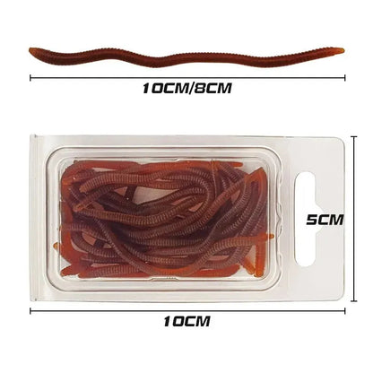 BURLE Lifelike Artificial Fishing Lures - Soft Earthworm Red Worms with Fishy Smell, Simulation Bait