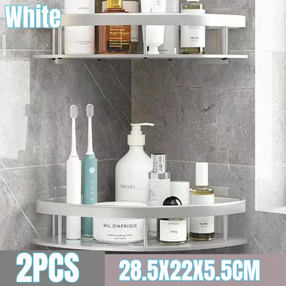 Aluminum Alloy Bathroom Shelf - No Drill Kitchen and Shower Storage Organizer, Wall Mounted Accessory Shelf