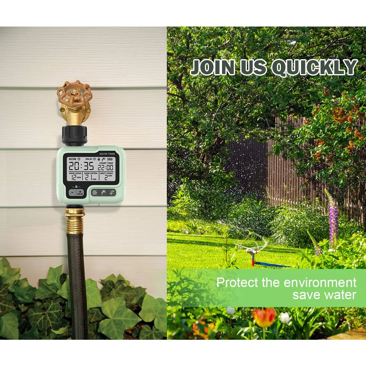 Intelligent Garden Water Timer HCT-322: Automatic Digital Irrigation Sprinkler for Outdoor Water Saving & Time Management