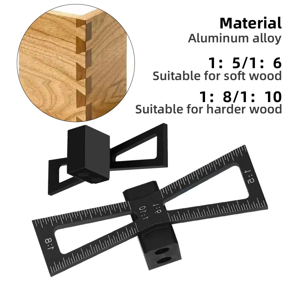 Aluminum Alloy Woodworking Dovetail Marker - Precise Dovetail Marking Template - Includes Multiple Slopes: 1:5, 1:6, 1:8, 1:10