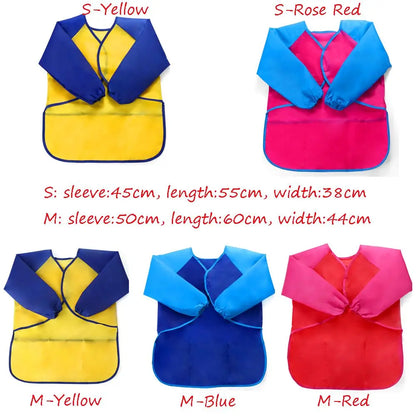 Colorful Long Sleeve Baby Bibs - Durable Waterproof Toddler Feeding Apron