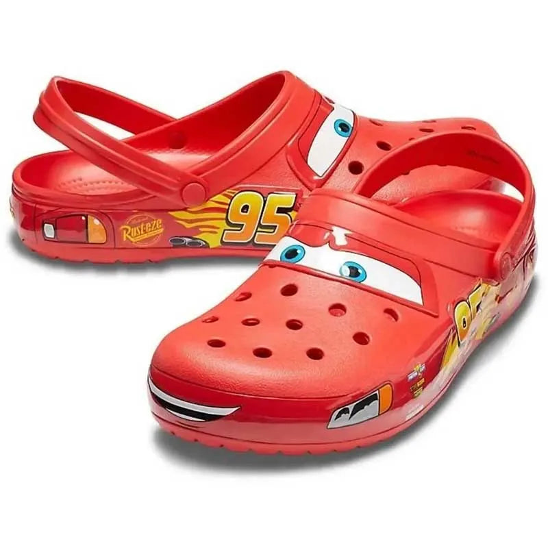 Disney Pixar Lightning McQueen Slippers – Solid Waterproof Outdoor Sandals, Casual Breathable EVA Shoes with Ankle Wrap, Perfect Gift